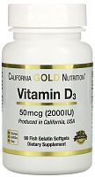 Vitamin D-3 (витамин D-3) 2000 IU 90 капс (California Gold Nutrition)
