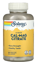 Cal-Mag Citrate 1:1 Ratio (Цитрат кальция и магния 1:1) 180 вег капсул (Solaray)