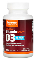 Vitamin D3 Cholecalciferol (Витамин D3 холекальциферол) 25 мкг 1000 МЕ 100 мягких капсул (Jarrow Formulas)