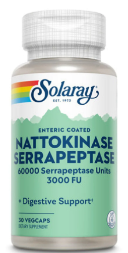 Nattokinase & Serrapeptase (Наттокиназа серрапептаза) 30 вег капсул (Solaray)