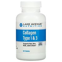 Collagen Tipe 1&3 (гидролизованный коллаген типов 1 и 3) 1000 мг 60 таблеток (Lake Avenue Nutrition)
