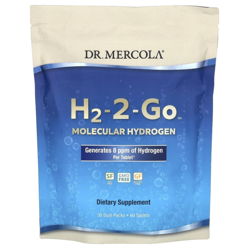 H2-2-Go (молекулярный водород) 30 двойных пакетиков, 60 таблеток (Dr. Mercola)