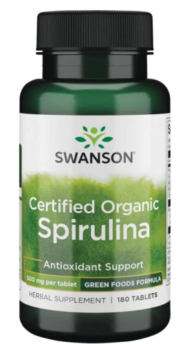 Certified Organic Spirulina (Сертифицированная органическая спирулина 500 мг 180 таблеток (Swanson) Certified Organic Spirulina (Сертифицированная органическая спирулина 500 мг 180 таблеток (Swanson)