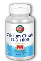 Calcium Citrate D-3 1000 мг/ 1000 МЕ 90 таблеток (KAL)
