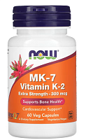 MK-7 Vitamin K-2 Extra Strength (витамин K-2 дополнительная сила) 300 мкг 60 вег капсул (NOW)