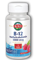 B-12 Methylcobalamin ActivMelt (Витамин B-12 метилкобаламин) 5000 мкг малина 90 микро таблеток (KAL)
