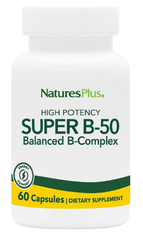 Super B-50 Balanced B-Complex - Безглютеновый комплекс витаминов группы В 60 капсул (Natures Plus)