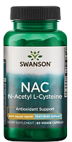 NAC N-Acetyl L-Cysteine (N-ацетил L-цистеин - содержит AjiPure) 600 мг 60 капсул (Swanson)