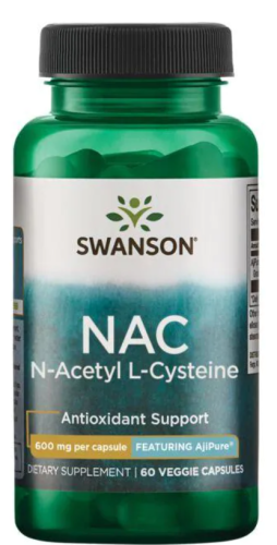NAC N-Acetyl L-Cysteine (N-ацетил L-цистеин - содержит AjiPure) 600 мг 60 капсул (Swanson)