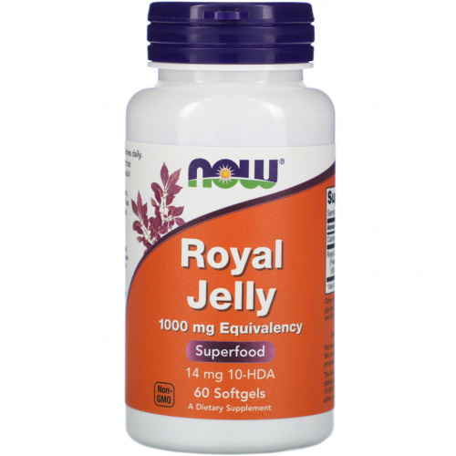 Royal Jelly (Маточное молочко) 1000 мг 60 гелевых капсул (NOW)