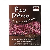 Pau`D Arco Real Tea (Настоящий чай из коры муравьиного дерева без кофеина) 24 чайных пакетика 48 г (NOW)