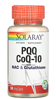 PQQ & CoQ-10 with Glutathione & NAC (поддержка здоровой сердечно-сосудистой системы) 30 капсул (Solaray)