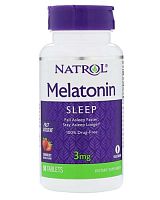 Melatonin 3 мг Fast Dissolve быстрорастворимые 90 табл (Natrol) клубника
