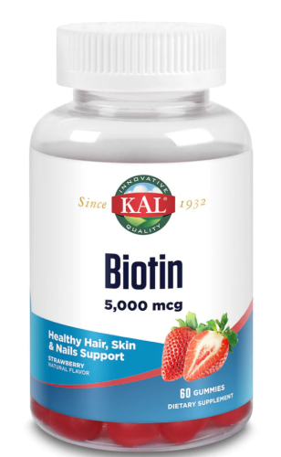 Biotin (Биотин) клубника 5000 мкг 60 жевательных таблеток (KAL)