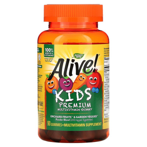 Alive! Premium Kids Multivitamin (мультивитамины премиального качества для детей) 90 жевательных конфет (Nature's Way)