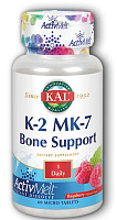 K-2 MK-7 Bone Support ActivMelt (Витамин K-2 MK-7 поддержка костей) малина 100 мкг 60 микро таблеток (KAL)