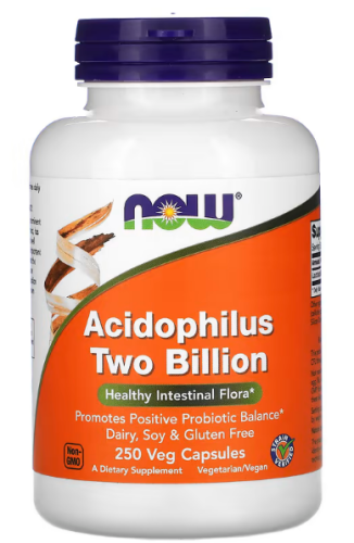 Acidophilus Two Billion (Лактобактерии ацидофильные два миллиарда) 250 растительных капсул (NOW)