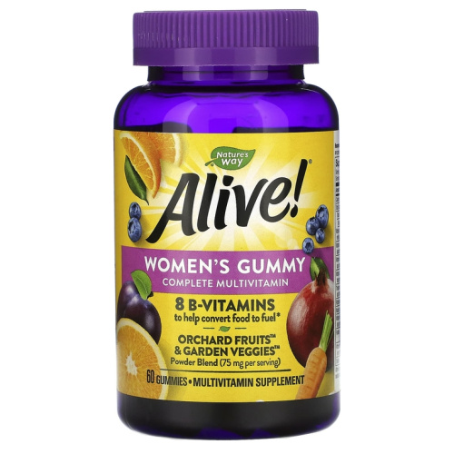 Alive! WOMEN'S GUMMY (мультивитаминный комплекс для женщин) ягодный вкус 60 жевательных таблеток (Nature's Way)