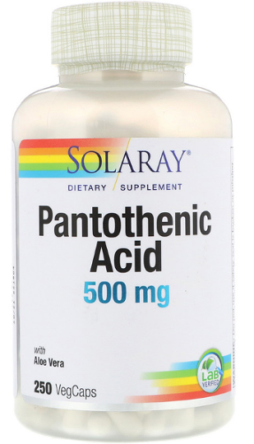 Pantothenic Acid (Пантотеновая кислота) 500 мг 250 капсул (Solaray)