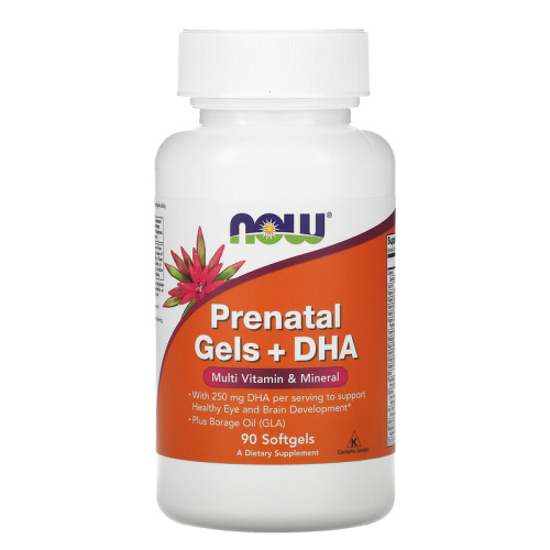 Prenatal Gels+DHA (Витамины для беременных+ДГК) 90 капсул (Now Foods)