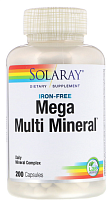 Mega Multi Mineral Iron free (Мультиминералы без железа) 200 капсул (Solaray)