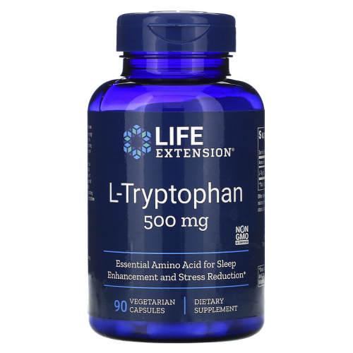 L-Tryptophan (L-триптофан) 500 мг 90 капсул (Life Extension)