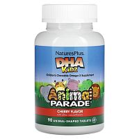 Source of Life Animal Parade Children`s Chewable DHA (ДГК для детей) натуральный вишневый вкус 90 таблеток в форме животных (NaturesPlus)