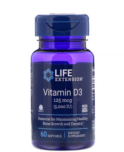 Vitamin D3 5000 ME 125 мкг 60 капсул (Life Extension)