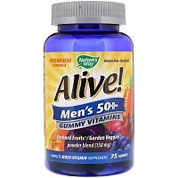 Nature's Way, Alive! Men's 50+ (мультивитаминов премиального качества для мужчин старше 50 лет) 75 жевательных таблеток (Nature's Way)  