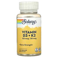 Vitamin D3 + K2 Soy-Free (Витамин D3 + K2 без сои) 120 капсул (Solaray)