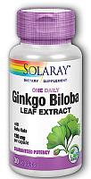 Ginkgo Biloba Extract One Daily (Экстракт гинкго двулопастного 1 раз в день) 120 мг 30 вег капсул (Solaray)