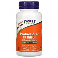 Probiotic-10 25 Billion (10 штаммов пробиотиков 25 млрд КОЕ) 100 вег капсул (NOW)