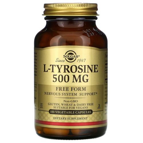 L-Tyrosine (L-Тирозин) 500 мг 100 вег. капсул (Solgar)