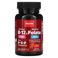 Methyl B-12 & Methyl Folate (метил B12 и метилфолат) вкус вишни 5000 мкг/800 мкг 60 жевательных таблеток (Jarrow Formulas)