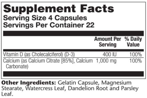 Calcium Citrate with D3 (Цитрат кальция с витамином D-3)1000 мг 90 капсул (Solaray) фото 2
