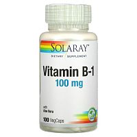 Vitamin B-1 with Aloe Vera 100 мг 100 вег капсул (Solaray)