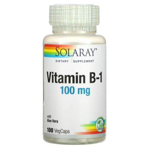 Vitamin B-1 with Aloe Vera 100 мг 100 вег капсул (Solaray)