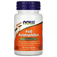 4x6 Acidophilus (ацидофильные лактобактерии) 60 вегетарианских капсул (NOW)