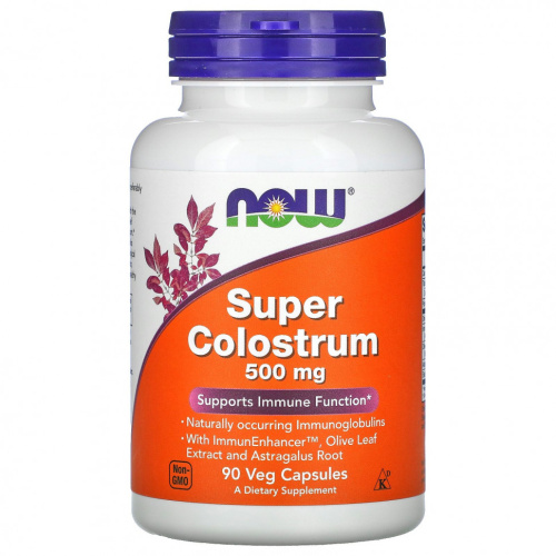 Super Colostrum (супермолозиво) 500 мг 90 вег капсул (NOW)