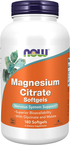 Magnesium Citrate (Цитрат Магния) 180 гелевых капсул (NOW)