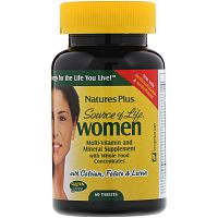 NaturesPlus Source of Life Women Multi-Vitamin and Mineral Supplement with Whole Food Concentrates 60 таблеток