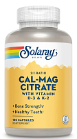 Cal-Mag Citrate with Vitamin D-3 & K-2 180 капсул (Solaray)