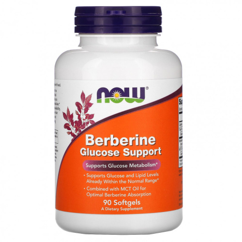 Berberine Glucose Support (берберин поддержка глюкозы) 90 гелевых капсул (NOW)