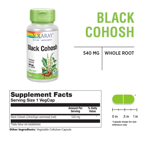 Solaray Black Cohosh Root 540 мг 100 капсул фото 2