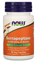 Serrapeptase 60000 SU (Серрапептаза) 60 растительных капсул (NOW)