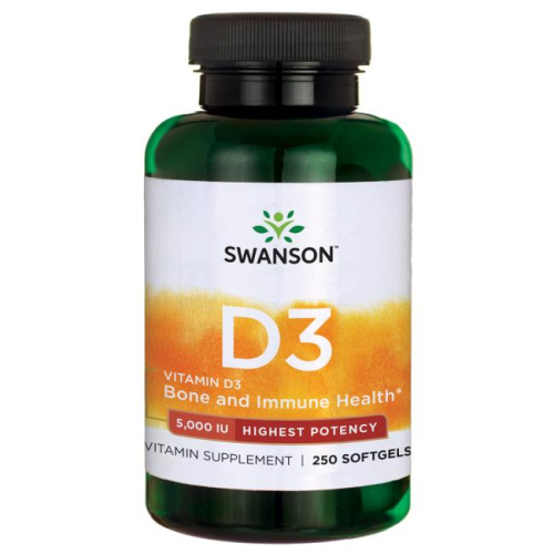 Vitamin D3 Highest Potency (Высокоэффективный витамин D-3) 5000 МЕ 250 гелевых капсул (Swanson)