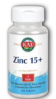 Zinc 15+ Chelated (Хелатный Цинк) 15 мг 100 таблеток (KAL)