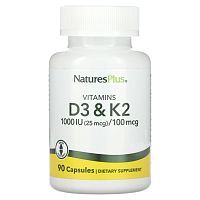 Vit D3/Vit K2 (Витамин D3 Bитамин K2) 1000 МЕ/100 мкг 90 капсул (NaturesPlus)