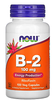 B-2 (Витамин B-2) 100 мг 100 вег капсул (NOW)