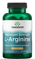 L-Arginine Maximum Strength (L-аргинин) 850 мг 90 капсул (Swanson)